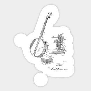 Banjo Vintage Patent Drawing Sticker